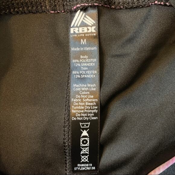 RBX Workout Running Leggings Black Mesh & Pink Purple Medium NWT - Picture 10 of 12